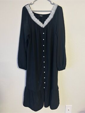 Dressed in LALA Black Maxi Dress with White Lace Trim